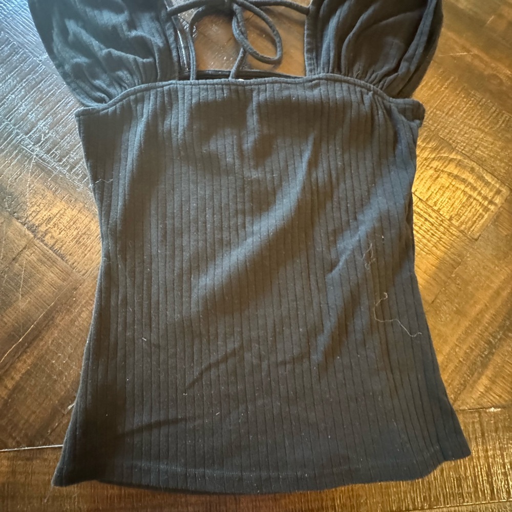 Black Ribbed Women's Top